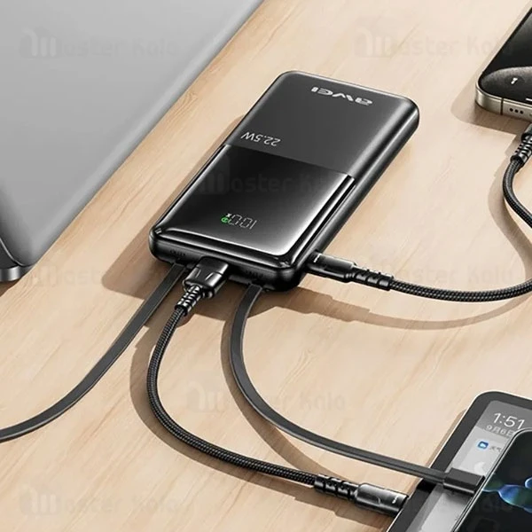 پاوربانک 10000 اوی Awei P76K توان 22.5 وات با کابل متصل - تصویر 8