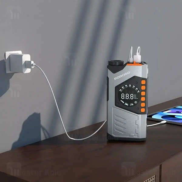 پاوربانک 10000 و کمپرسور باد و جامپ استارتر خودرو پرودو Porodo PDPBA10GY - تصویر 4