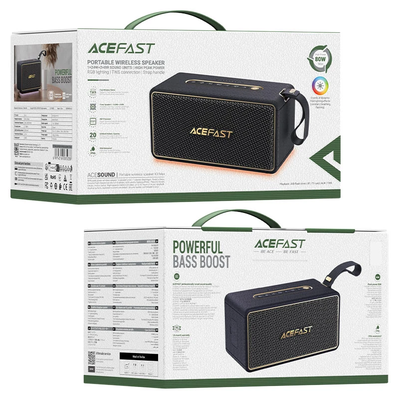اسپیکر بلوتوث ایس فست ACEFAST K3 Max توان 80 وات رم و فلش خور - تصویر 5